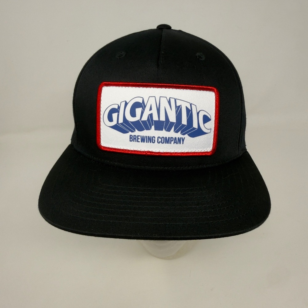 Gigantic Brewing Company Black Snapback Hat Flat Brim Patch Cap Mens OSFM